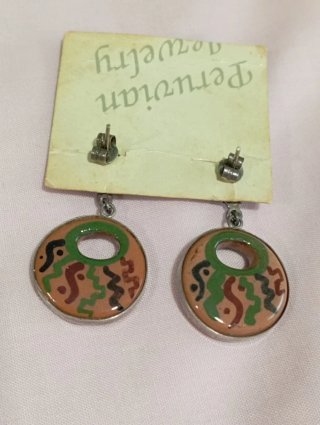 Pendientes vintage Aro geométrico Inca. Plata Perú