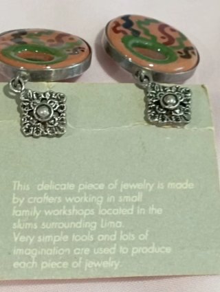 Pendientes vintage Aro geométrico Inca. Plata Perú
