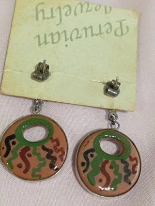 Pendientes vintage Aro geométrico Inca. Plata Perú