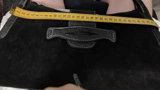 Borsa nera in camoscio e pelle