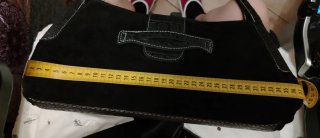 Borsa nera in camoscio e pelle