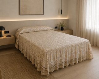 Colcha antigua encaje artesanal - Cama 135