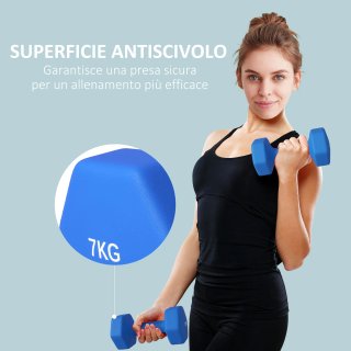 Set 2 Manubri Esagonali da 2x7kg in Metallo e Plas