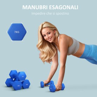 Set 2 Manubri Esagonali da 2x7kg in Metallo e Plas