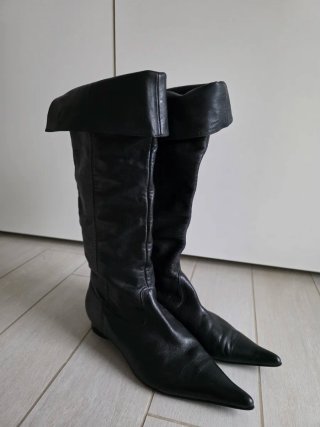 Stivali lunghi in nappa nera vintage