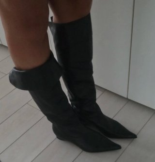 Stivali lunghi in nappa nera vintage