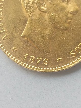 Moneda Alfonso XII 25 Pesetas Oro 1879