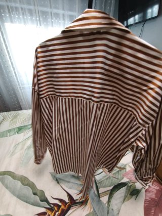Camisa Zara Rayas Marrón y Blanca