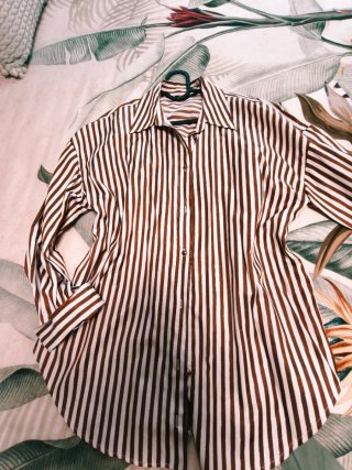 Camisa Zara Rayas Marrón y Blanca