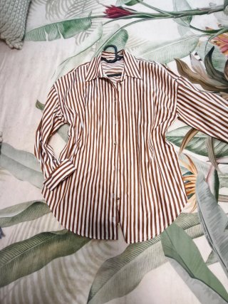 Camisa Zara Rayas Marrón y Blanca