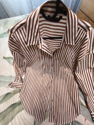 Camisa Zara Rayas Marrón y Blanca