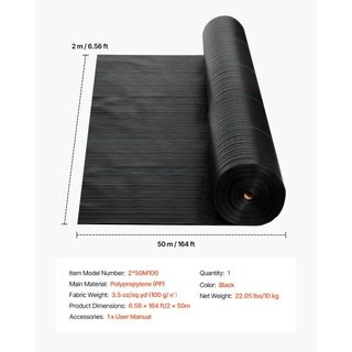 Weed Barrier, 2 x 50m Weed Barrier Fabric, 100g Gr