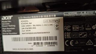 Monitor Acer K242HL 24 Full HD VGA/DVI