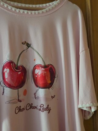 Camiseta rosa con estampado de cerezas Talla 3XL