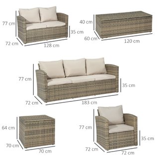Set da Giardino 6 Pezzi in Rattan con Divani, Polt