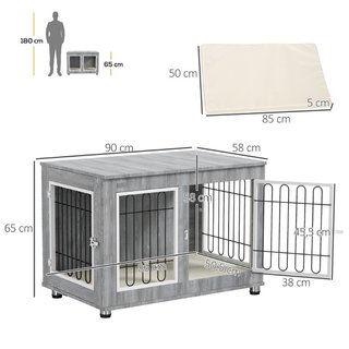 Jaula para perros, caja para perros con cojín lava