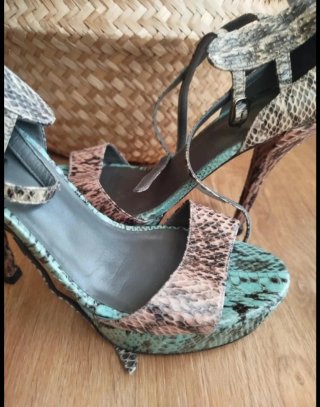 Sandalias Castañer Piel Efecto Serpiente Talla 36