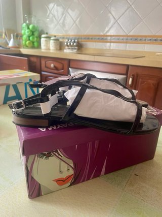 Sandalias Payma Piel Negro Talla 37 Mujer