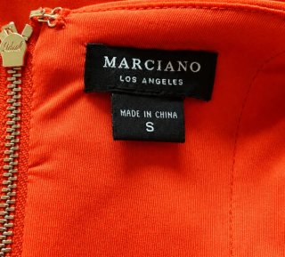 Vestido Marciano Los Angeles rojo midi ajustado