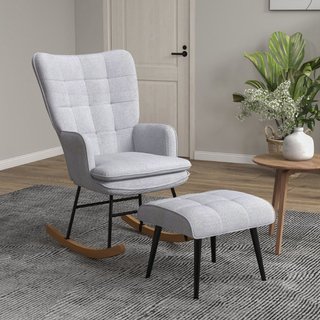 Sillón mecedor con otomana diseño escandinavo sill