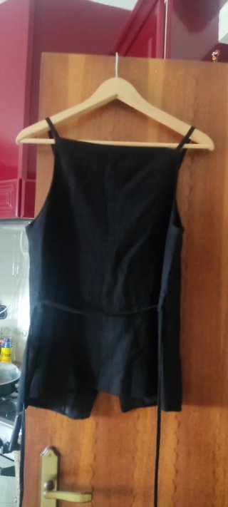 Colete preto botões cinto tamanho L