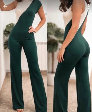 Mono pantalón verde y blanco