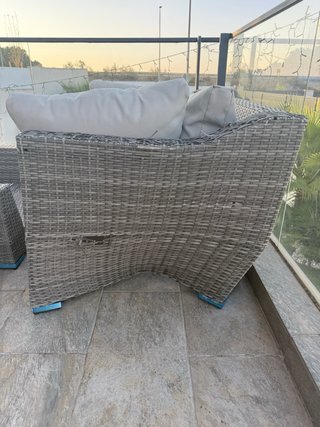 Conjunto Muebles Jardín Ratán Beige/Gris