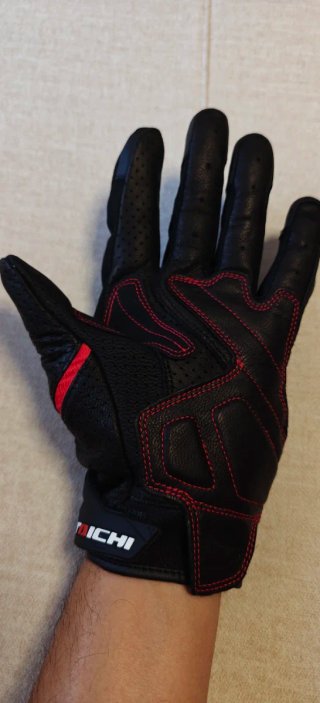 Guantes de moto TAICHI piel negros y rojos