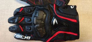 Guantes de moto TAICHI piel negros y rojos