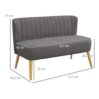 Sofá retrodesign de 2 plazas, patas de madera, x x