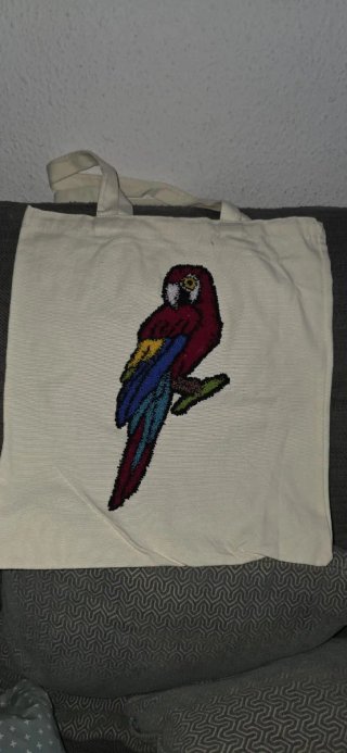 Bolso de tela bordado a mano flor