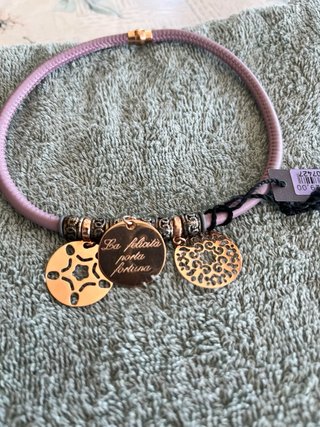Bracciale doppio cuoio rosa charms
