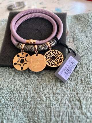 Bracciale doppio cuoio rosa charms