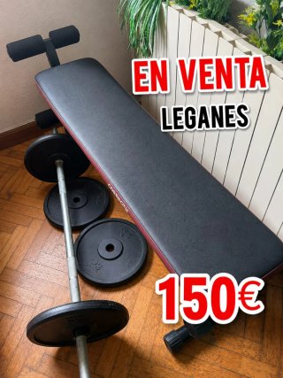 Banco de pesas y discos 4 disco de 10 kilos