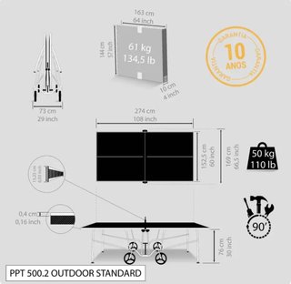 Mesa ping pong exterior plegable 4mm. Pongori PPT