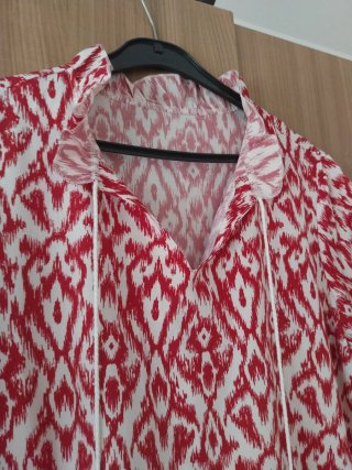 Vestido estampado rojo y blanco talla única