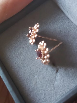 Pendientes Girasol Granates