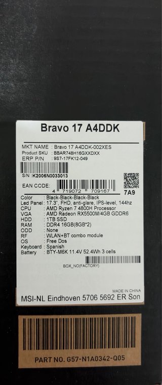 MSI Bravo 17 A4DDK 16GB / 1TB