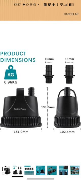 Bomba de agua para acuario ajustable