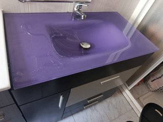 Mueble de baño madera y cristal