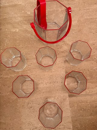 Cubitera y vasos de cristal vintage