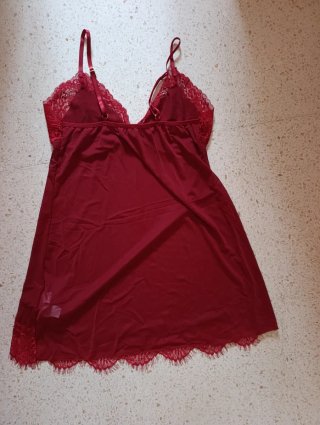 Conjunto Lenceria/Pijama de Seda Rojo Talla XS/S/M