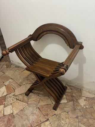Sedia Savonarola in Legno Stile Dantesco Vintage