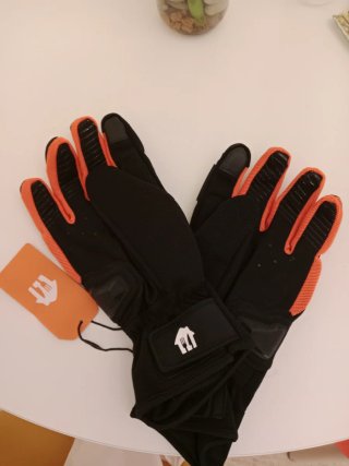 Guantes Moto Unisex Negro Naranja con dedo táctil