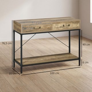Mesa consola, mesa de entrada con estante y 2 cajo