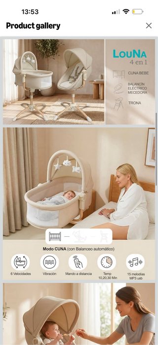 Cuna de bebé 4 en 1 Beige