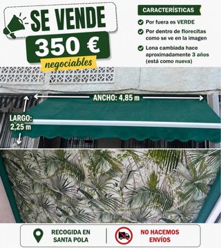Toldo verde 4,85m x 2,25m