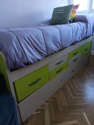 Cama individual  con 6 cajones+ 2° somier