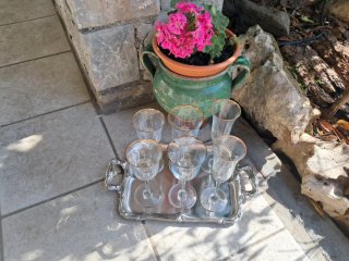 Set 6 Bicchieri Vintage Bordo Oro