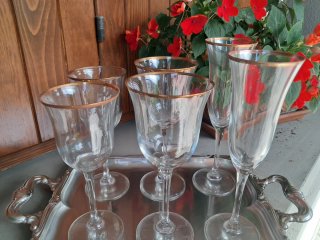 Set 6 Bicchieri Vintage Bordo Oro